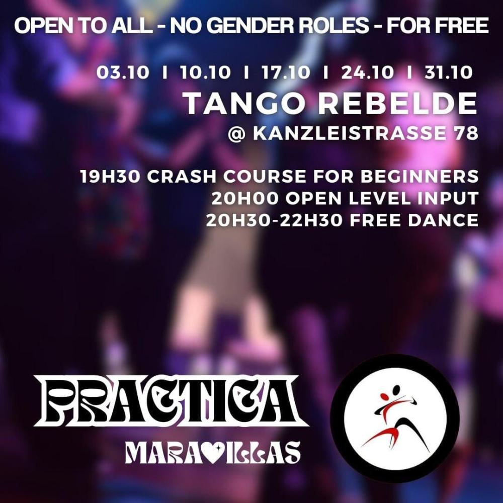 Flyer der Tango Praktika Maravillas für Oktober 2024